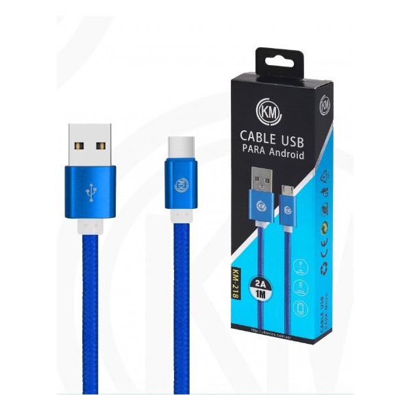 KM-218 CABLE MICRO-USB TRENZADO NYLON [AZUL]
