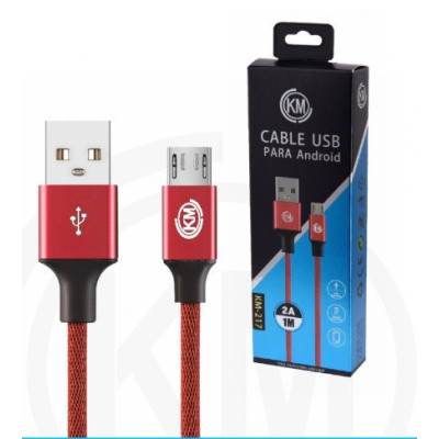 KM-217 CABLE MICRO-USB TRENZADO [ROJO]
