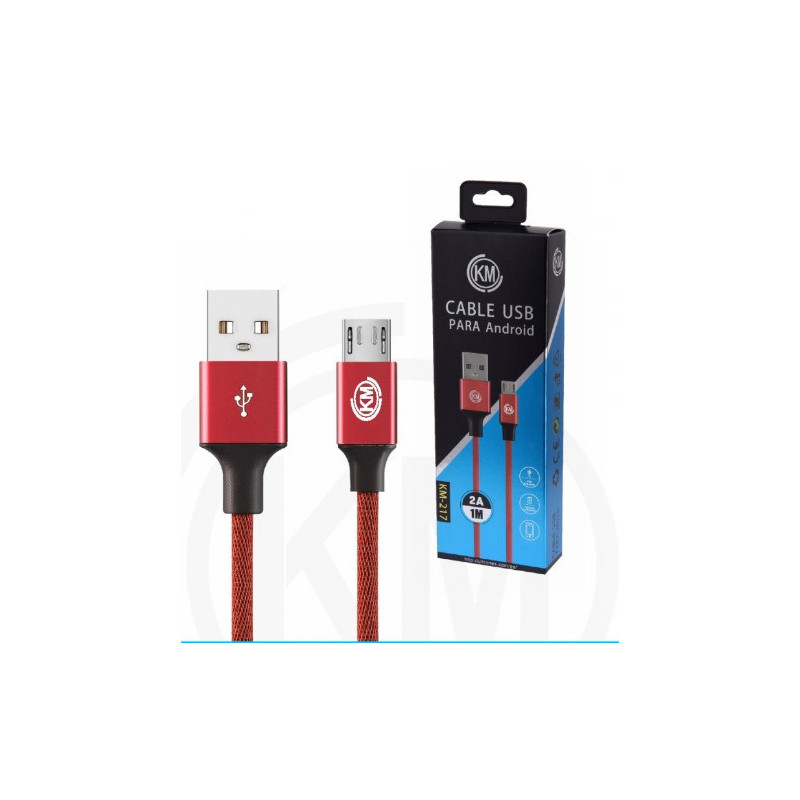 KM-217 CABLE MICRO-USB TRENZADO [ROJO]
