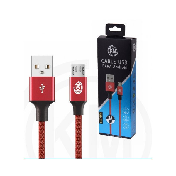 KM-217 CABLE MICRO-USB TRENZADO [ROJO]