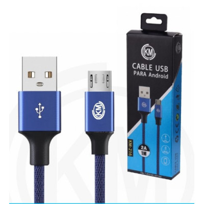 KM-216 CABLE MICRO-USB TRENZADO [AZUL]