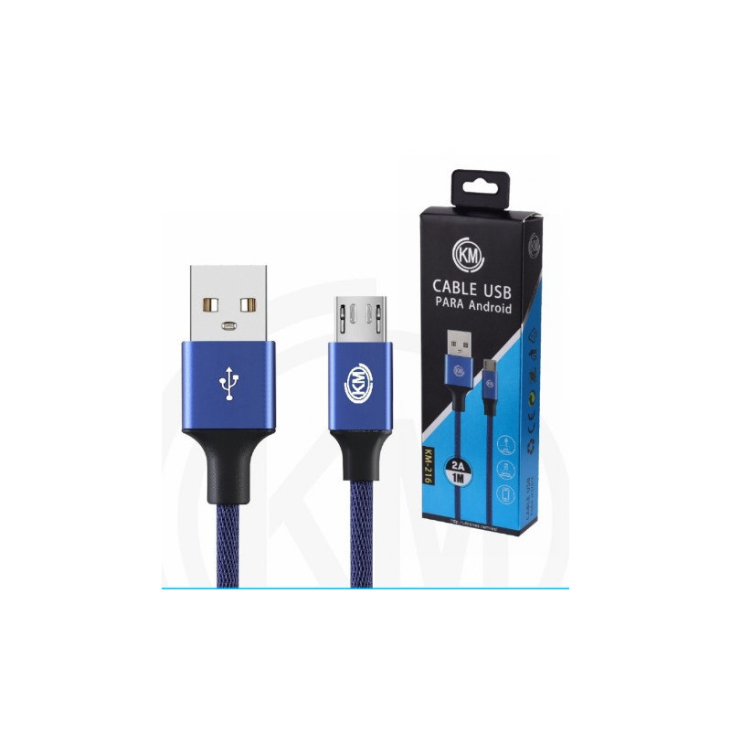 KM-216 CABLE MICRO-USB TRENZADO [AZUL]