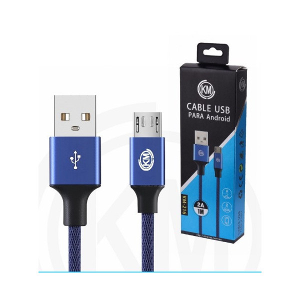 KM-216 CABLE MICRO-USB TRENZADO [AZUL]