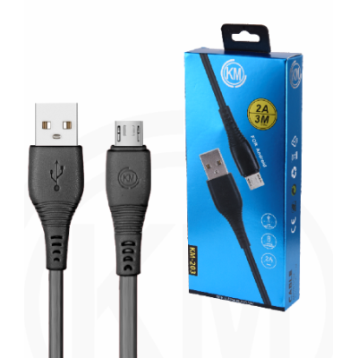 KM-203 CABLE MICRO-USB 3M [NEGRO]