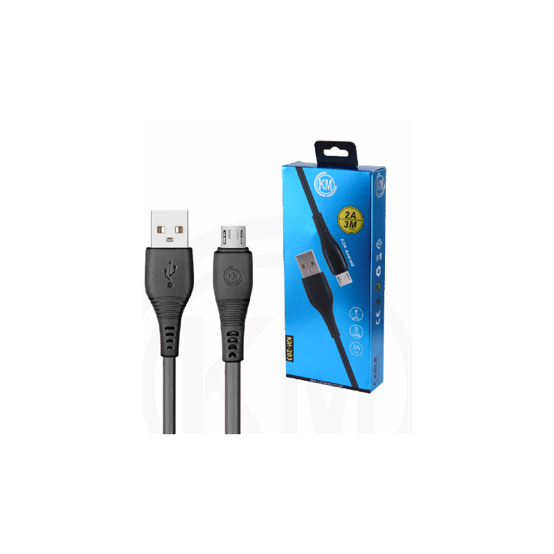 KM-203 CABLE MICRO-USB 3M [NEGRO]