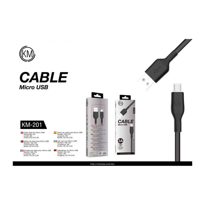 KM-201 CABLE MICRO-USB 1M [NEGRO]