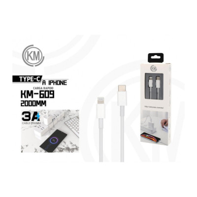 KM-609 CABLE TYPE-C A LIGHTNING 2M 3A