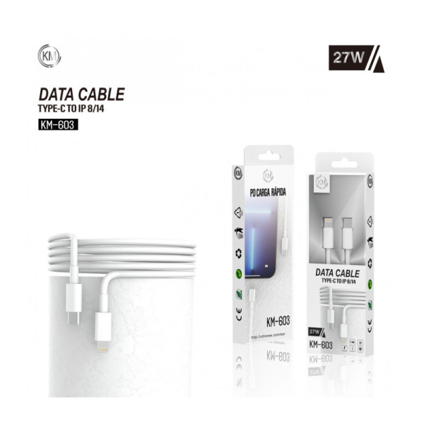 KM-603 CABLE TYPE-C A LIGHTNING 9V 2A
