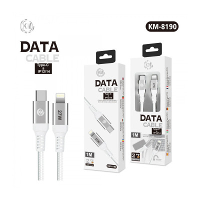 KM-8190 CABLE 27W TYPE-C A LIGHTNING [BLANCO]