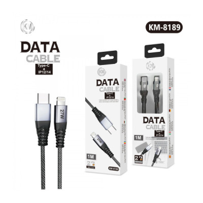 KM-8189 CABLE 27W TYPE-C A LIGHTNING [NEGRO]