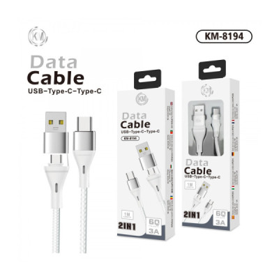 KM-8194 CABLE 2-IN-1 USB/TYPE-C A TYPE-C [BLANCO]
