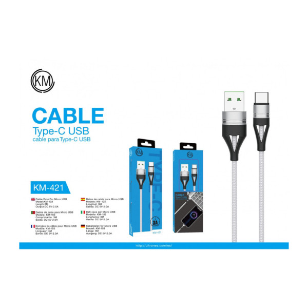 KM-421 CABLE TYPE-C TRENZADO NYLON [BLANCO]