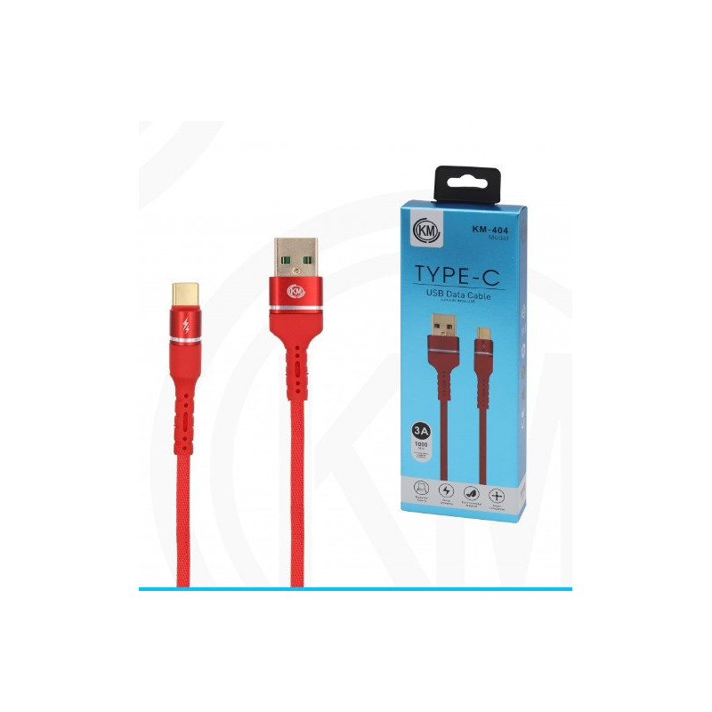 KM-404 CABLE TYPE-C ALUMINIO TRENZADO [ROJO]