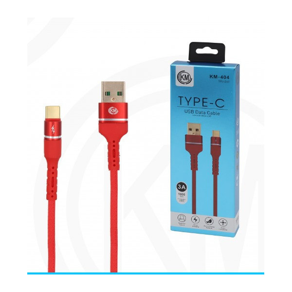 KM-404 CABLE TYPE-C ALUMINIO TRENZADO [ROJO]