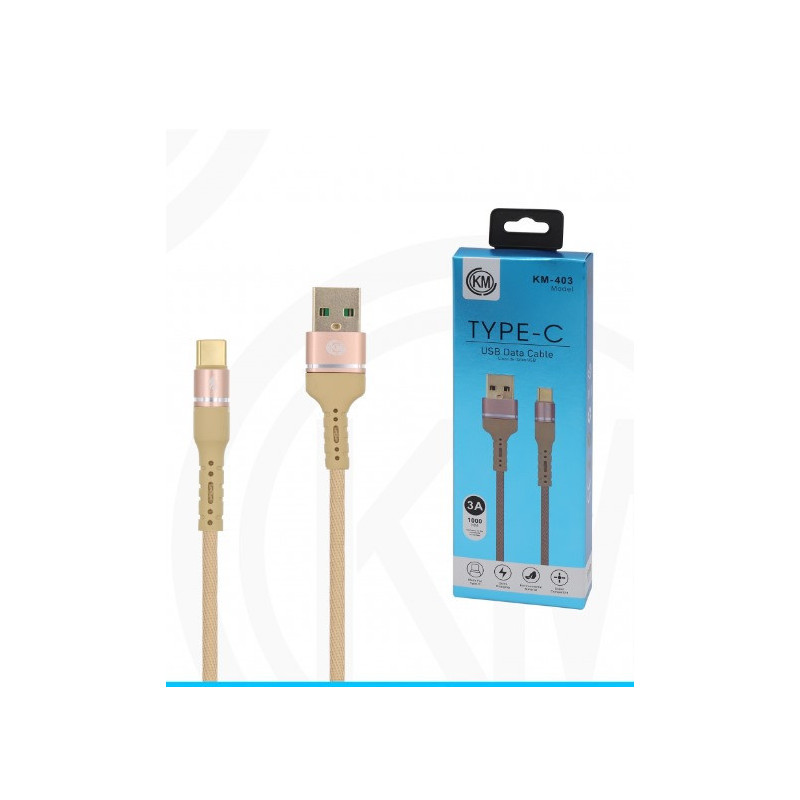 KM-403 CABLE TYPE-C ALUMINIO TRENZADO [DORADO]