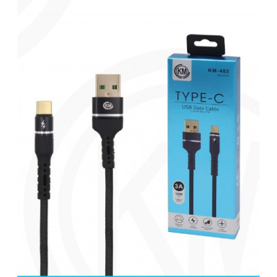 KM-402 CABLE TYPE-C ALUMINIO TRENZADO [NEGRO]