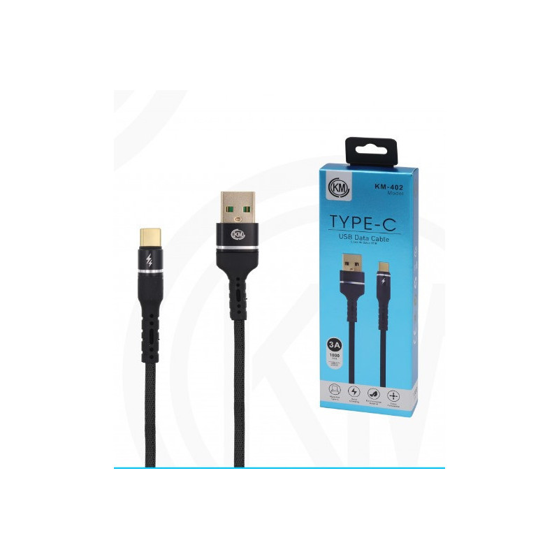 KM-402 CABLE TYPE-C ALUMINIO TRENZADO [NEGRO]