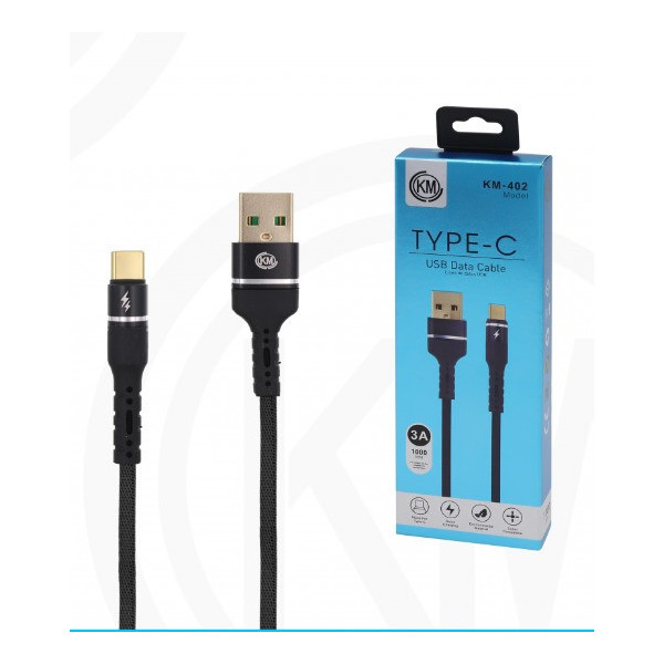 KM-402 CABLE TYPE-C ALUMINIO TRENZADO [NEGRO]