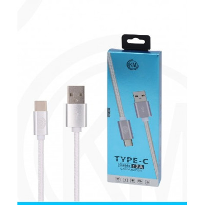 KM-301 CABLE TYPE-C TRENZADO NYLON [BLANCO]