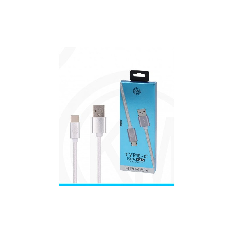 KM-301 CABLE TYPE-C TRENZADO NYLON [BLANCO]