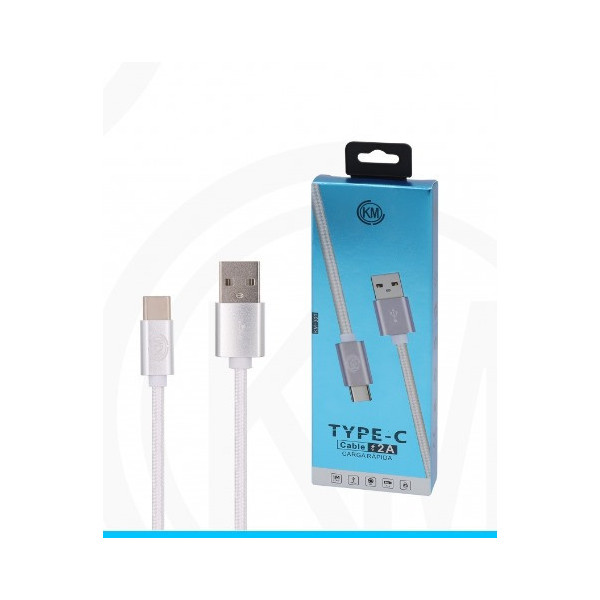 KM-301 CABLE TYPE-C TRENZADO NYLON [BLANCO]