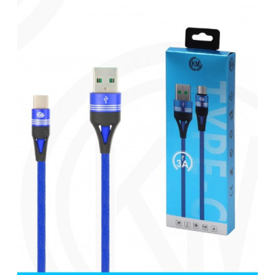 KM-246 CABLE TYPE-C TRENZADO 3A [AZUL]