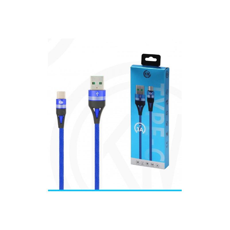 KM-246 CABLE TYPE-C TRENZADO 3A [AZUL]