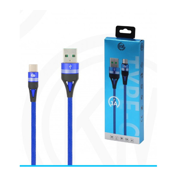 KM-246 CABLE TYPE-C TRENZADO 3A [AZUL]