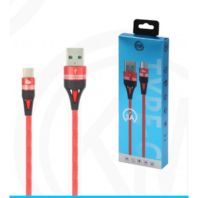 KM-245 CABLE TYPE-C TRENZADO 3A [ROJO]