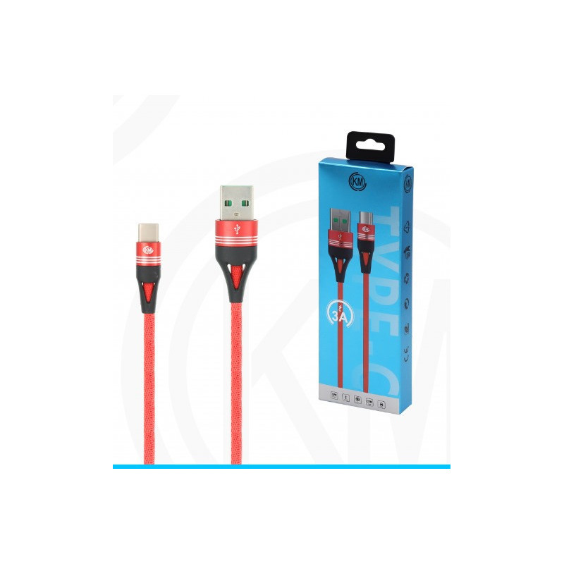 KM-245 CABLE TYPE-C TRENZADO 3A [ROJO]