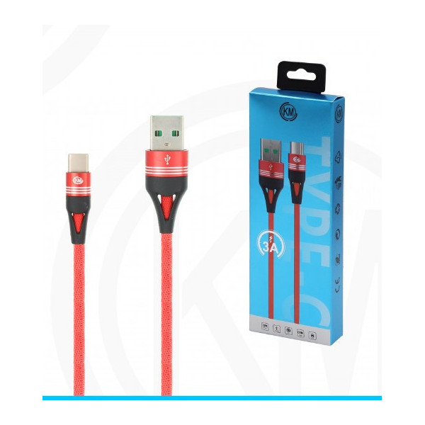 KM-245 CABLE TYPE-C TRENZADO 3A [ROJO]