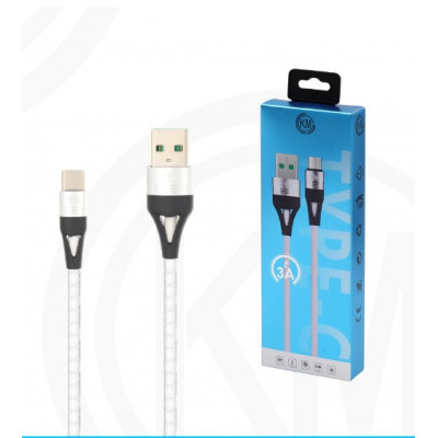 KM-244 CABLE TYPE-C TRENZADO 3A [BLANCO]