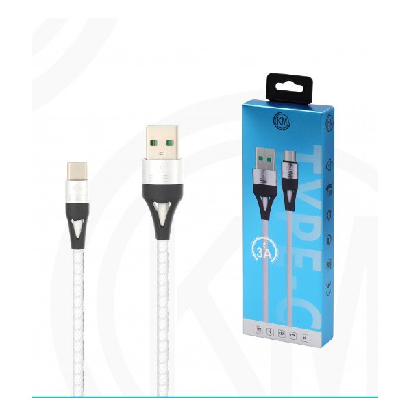 KM-244 CABLE TYPE-C TRENZADO 3A [BLANCO]
