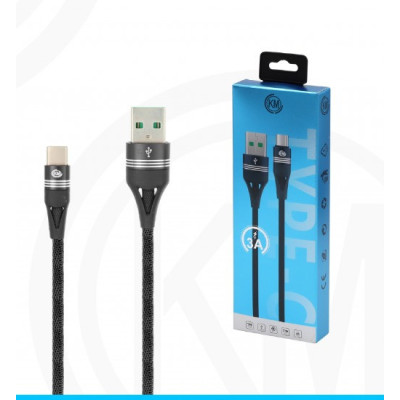 KM-243 CABLE TYPE-C TRENZADO 3A [NEGRO]