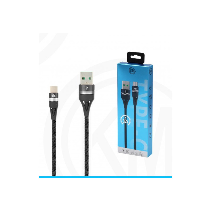 KM-243 CABLE TYPE-C TRENZADO 3A [NEGRO]