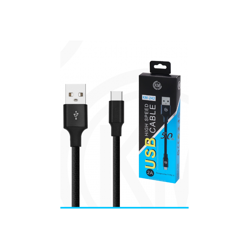 KM-242 CABLE TYPE-C 50CM TRENZADO [NEGRO]