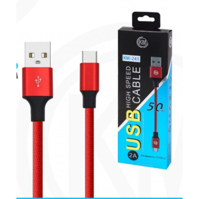KM-241 CABLE TYPE-C 50CM TRENZADO [ROJO]