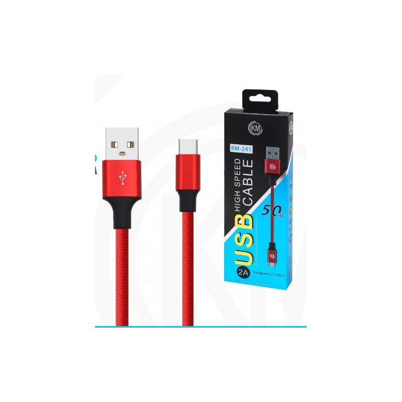 KM-241 CABLE TYPE-C 50CM TRENZADO [ROJO]