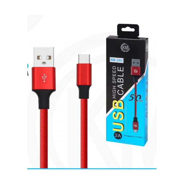 KM-241 CABLE TYPE-C 50CM TRENZADO [ROJO]