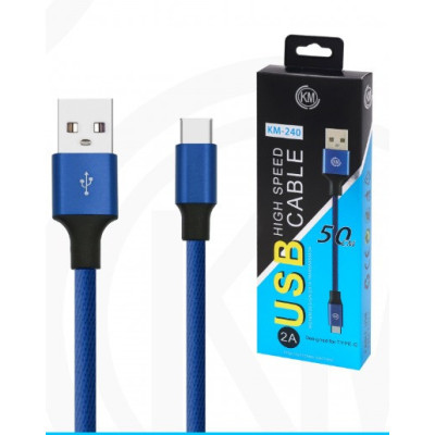 KM-240 CABLE TYPE-C 50CM TRENZADO [AZUL]