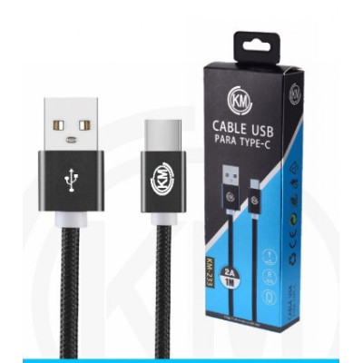 KM-233 CABLE TYPE-C TRENZADO NYLON [NEGRO]