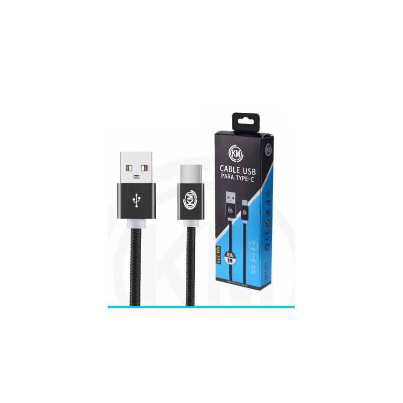 KM-233 CABLE TYPE-C TRENZADO NYLON [NEGRO]