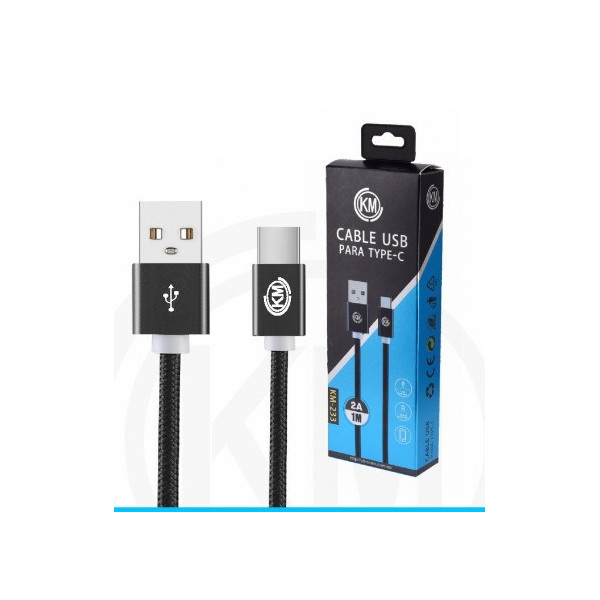KM-233 CABLE TYPE-C TRENZADO NYLON [NEGRO]