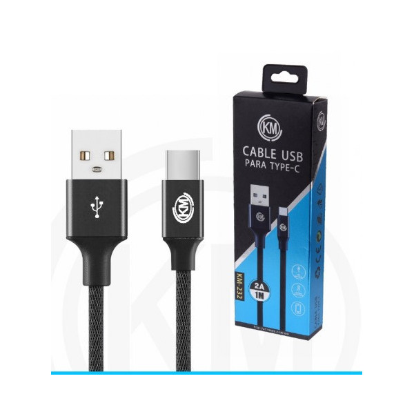 KM-232 CABLE TYPE-C TRENZADO [NEGRO]