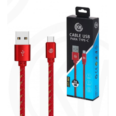 KM-227 CABLE TYPE-C TRENZADO MEZCLILLA [ROJO]