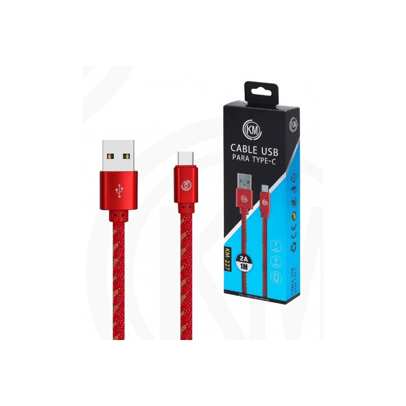 KM-227 CABLE TYPE-C TRENZADO MEZCLILLA [ROJO]