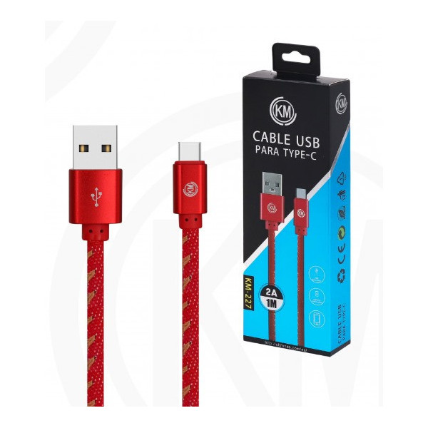 KM-227 CABLE TYPE-C TRENZADO MEZCLILLA [ROJO]