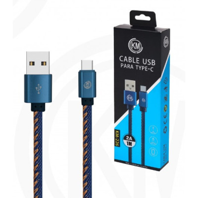 KM-226 CABLE TYPE-C TRENZADO MEZCLILLA [AZUL]