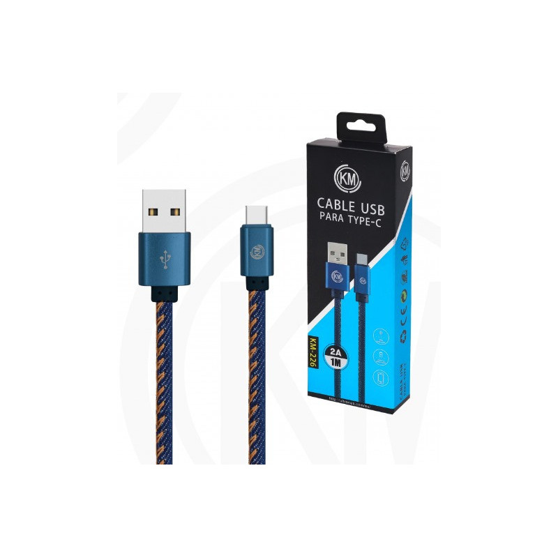 KM-226 CABLE TYPE-C TRENZADO MEZCLILLA [AZUL]