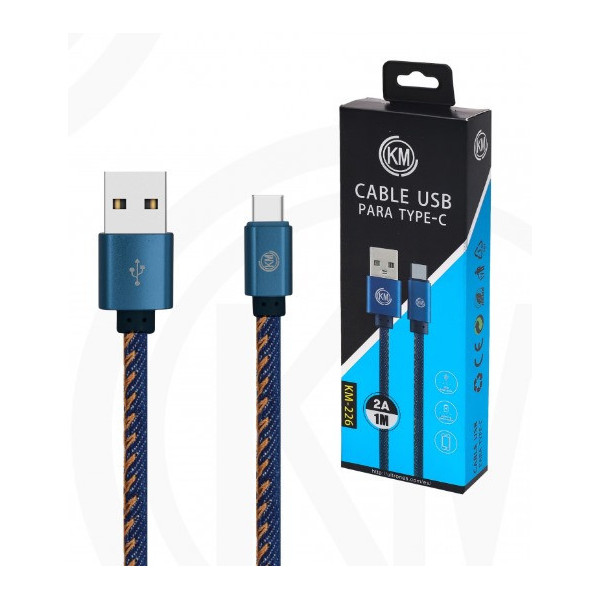 KM-226 CABLE TYPE-C TRENZADO MEZCLILLA [AZUL]